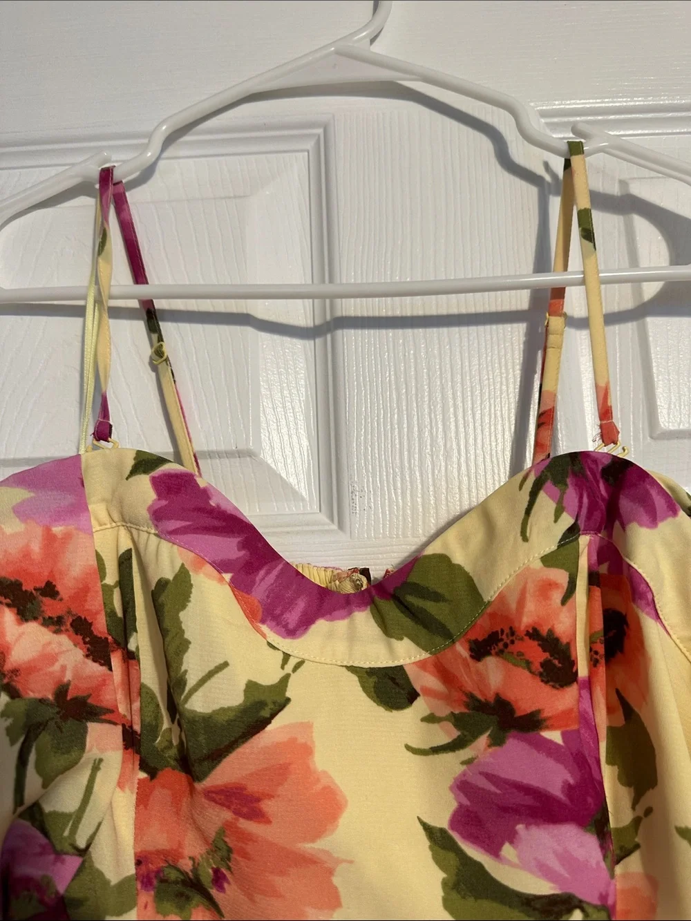 Yellow Floral Cold-Shoulder Maxi Dress